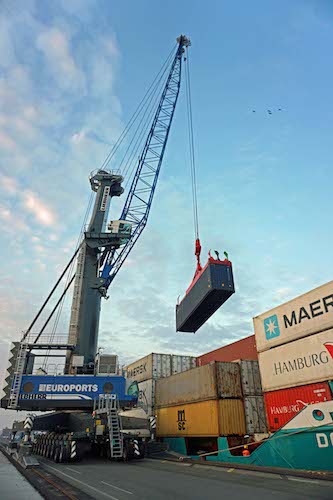 liebherr lhm 550 euroports rostock germany press release 2