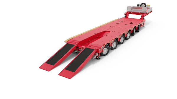 The 6 axle MultiMAX PA X low loader extendable with ramps pendle axles and excavator trough 4