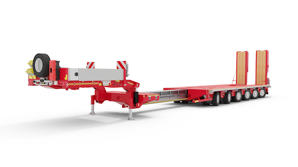 The 6 axle MultiMAX PA X low loader extendable with ramps pendle axles and excavator trough 5