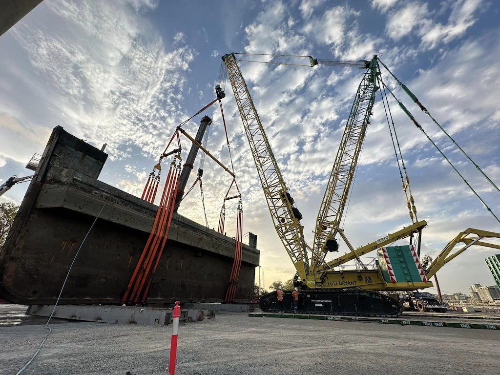 Queensland dry dock bridge lift australia low angle