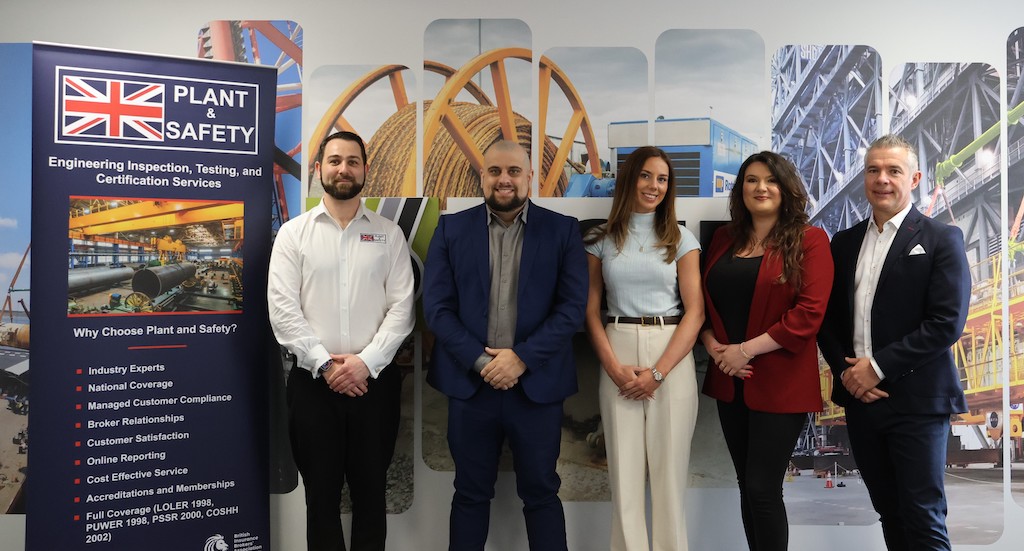 Photo Ryan White Managing Director at Plant and Safety Ltd Chris Hill Head of Sales LGH UK Antonia Price Head of Marketing LGH Europe Billie Jo Seager Business Development Manager at